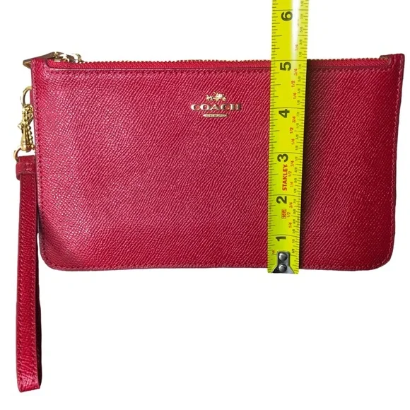 COACH Red Leather Double Zipper Wristlet Clutch with Hangtag